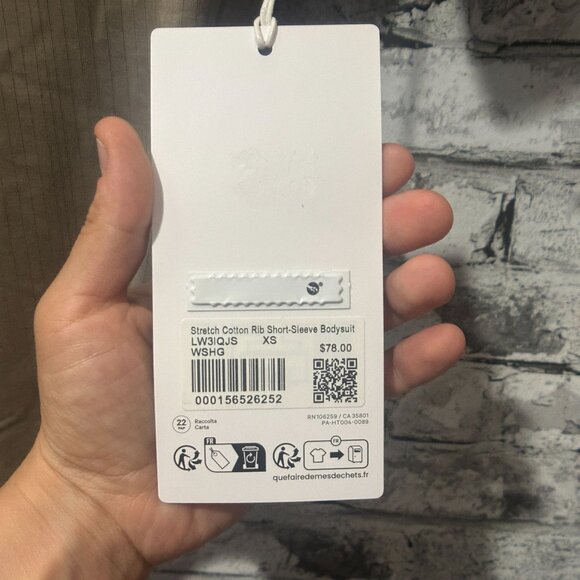 NWT Lululemon Stretch Cotton Rib Crewneck SS Bodysuit Thong Size XS (WSHG) - Picture 15 of 16